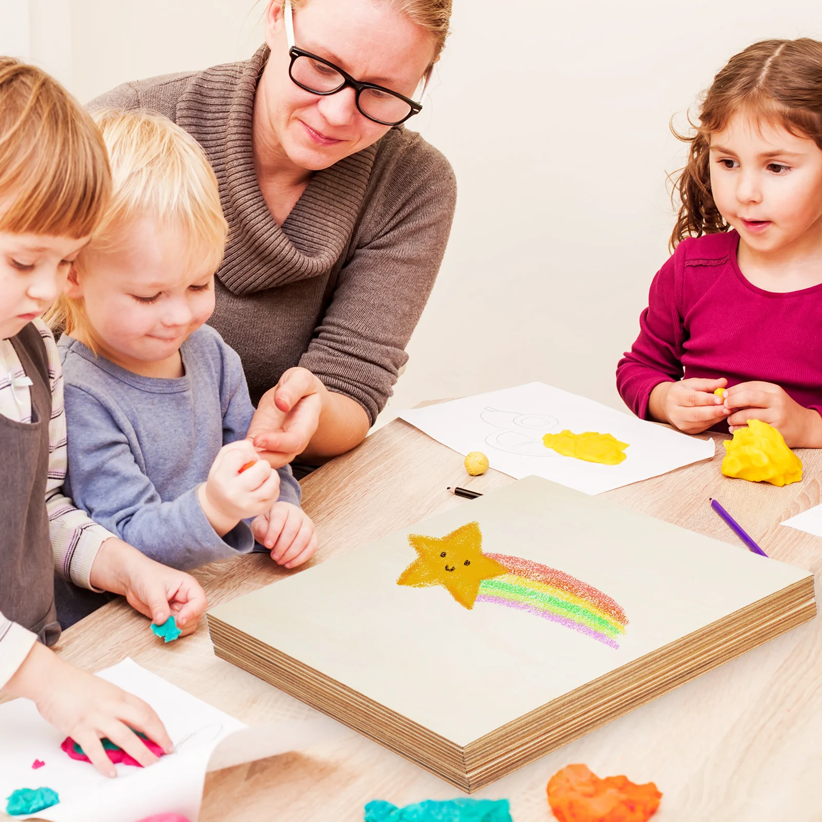 

12Pcs Multi-Layer Plywood Boards Craft Wood Sheets for DIY Projects Natural Wood Pieces for Engraving and Staining Craft