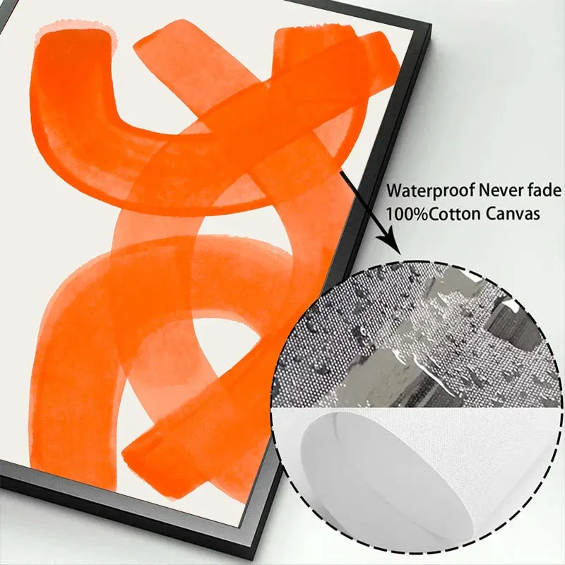 الحد الأدنى منتصف القرن فرشاة الألوان المائية السكتات الدماغية المشارك مجردة البرتقال قماش طباعة اللوحة جدار صورة فنية ديكور غرفة المعيشة