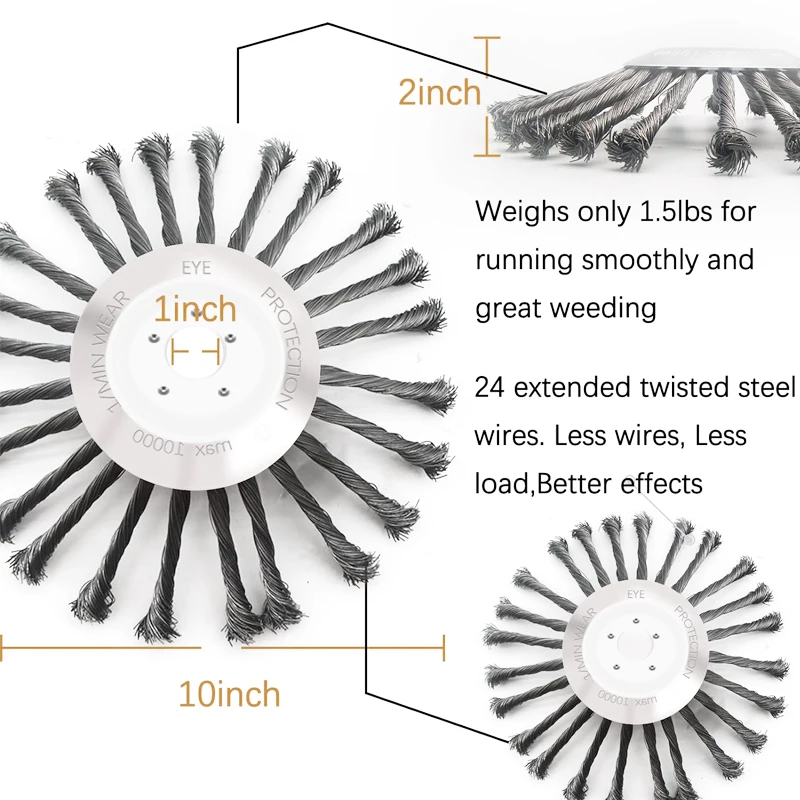 鋼線ユニバーサルトリミングヘッド、芝刈り機、ブラシカッターアクセサリー、ガーデンツール、ガソリンブラシヘッド、部品、ツール、10インチ