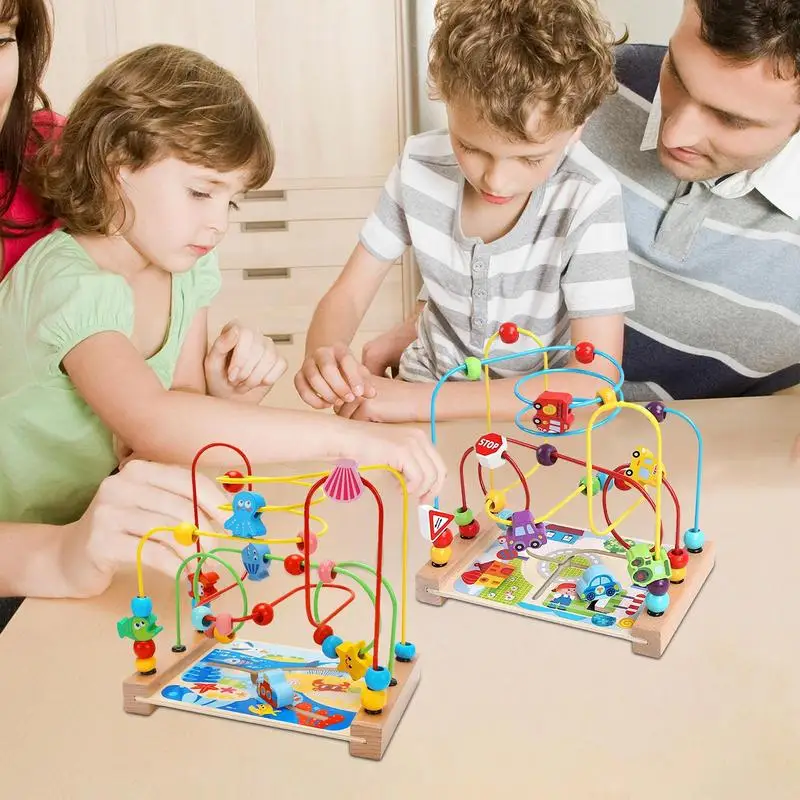 Roller Coaster Bead Maze Toddler Roller Coaster Beads Maze Toys Wooden Bead Track Play Table Toy Sensory Educational Learning To