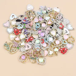 Leslie 10pcs Sparking Crystal CZ Love Hearts Charms Pendants for Jewelry Making DIY Earrings Necklace Accessories Supplies