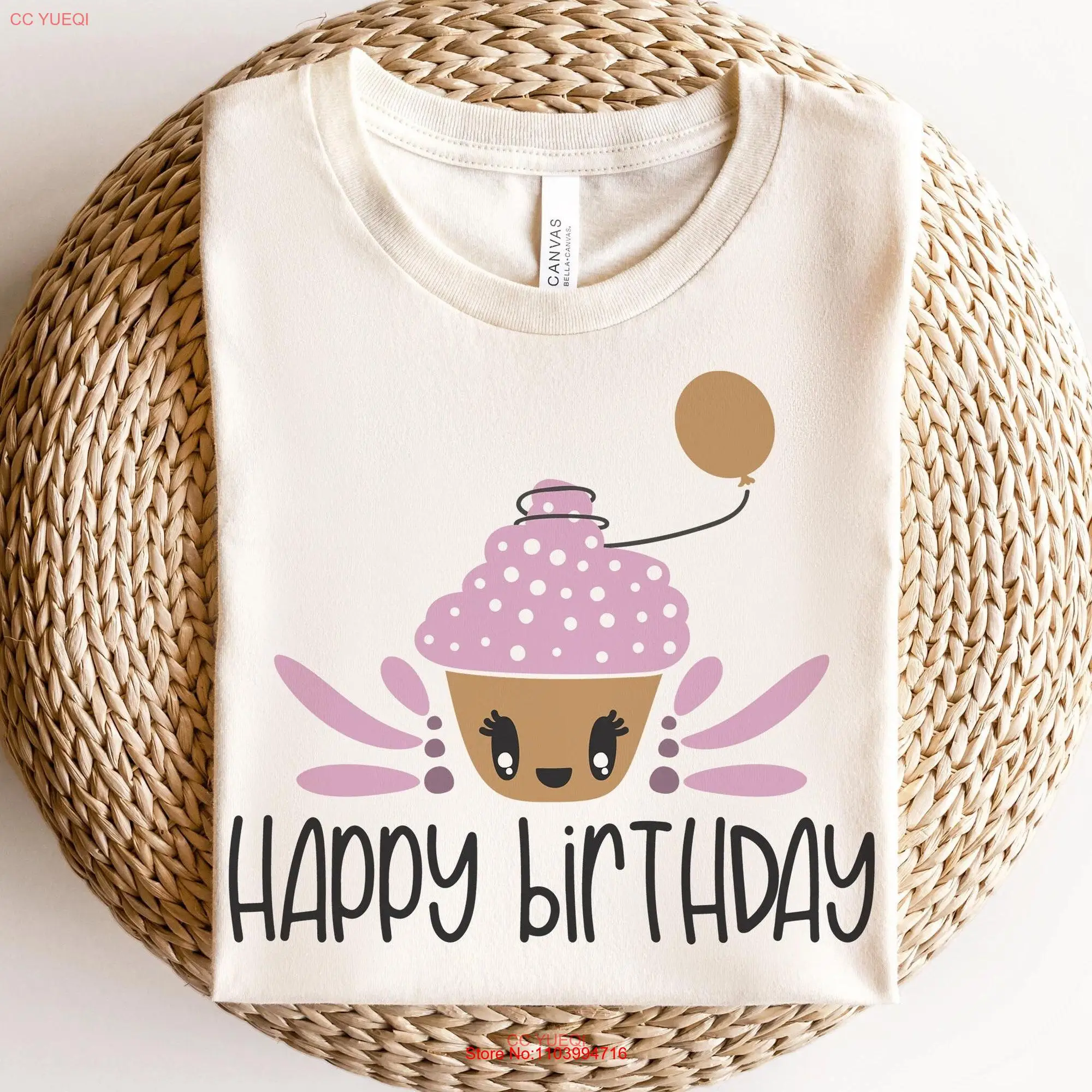 Happy Birthday Cupcake Babby Girl T Shirt Funny Baby Cutie Balloon Kid l s for long or short sleeves