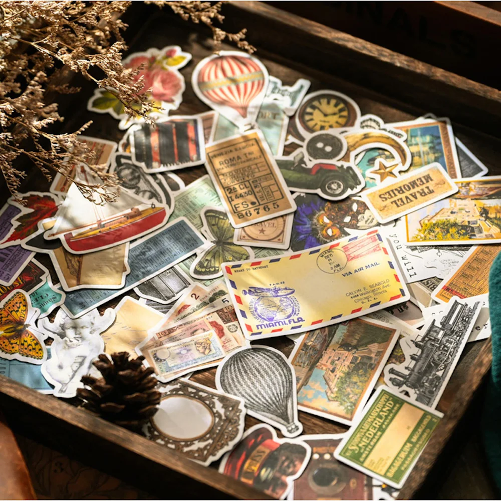 KSCRAFT 64 Stück Reise-Papieraufkleber für DIY Scrapbooking, Album, Junk-Journal, Papierhandwerk, Dekorationen