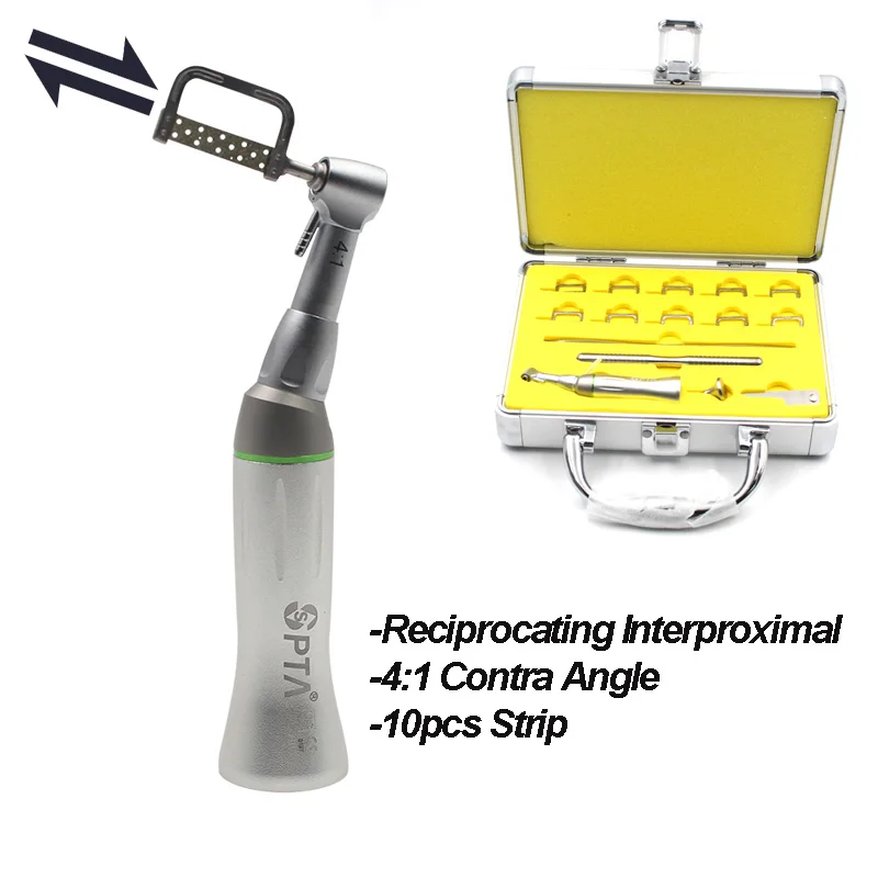 Dental 4:1 Reciprocating Interproximal Strip Against Contra Angle Handpiece Orthodontic Treatment Enamel Gauge Measure Teeth Low