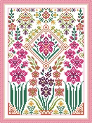 Joy Sunday Pre-printed Cross Stitch Kit Easy Pattern Aida Stamped Fabric Embroidery Set-Embroidered Flowers