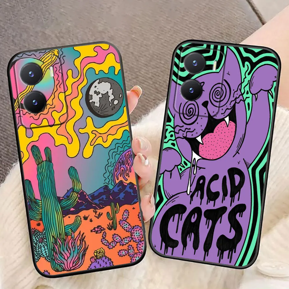 Colourful Psychedelic Trippy Art Phone Case For VIVO Y93 Y78 Y72 Y51 Y50 Y36 Y33T Y31 Y22S Y21 Y20 Y19 Y17S Y16 Y15S Y02S Case