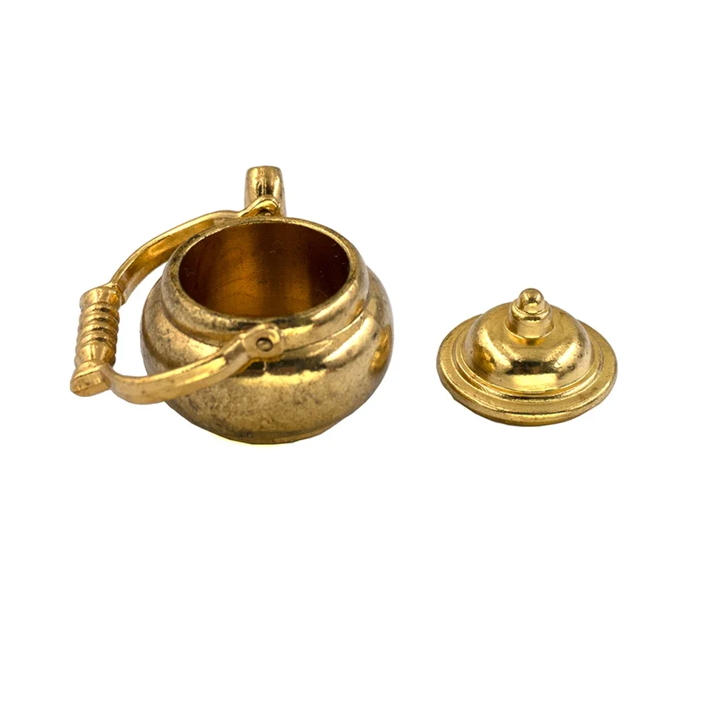 Accessoires miniatures pour maison de poupée, Mini bouilloire en métal, ustensiles de cuisine, modèle de jouets pour décoration de maison de poupée, 1/12