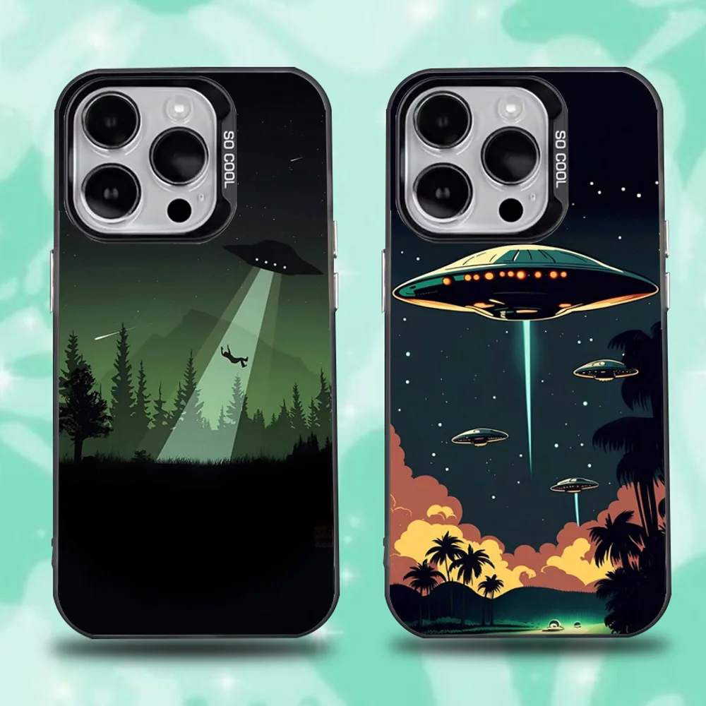 

UFO alias Thing Phone Case For iPhone 16,15,14,13,12,11,Pro,Max,Plus,Mini,XS,SE Anti Fall Black Matte Hard Bumper