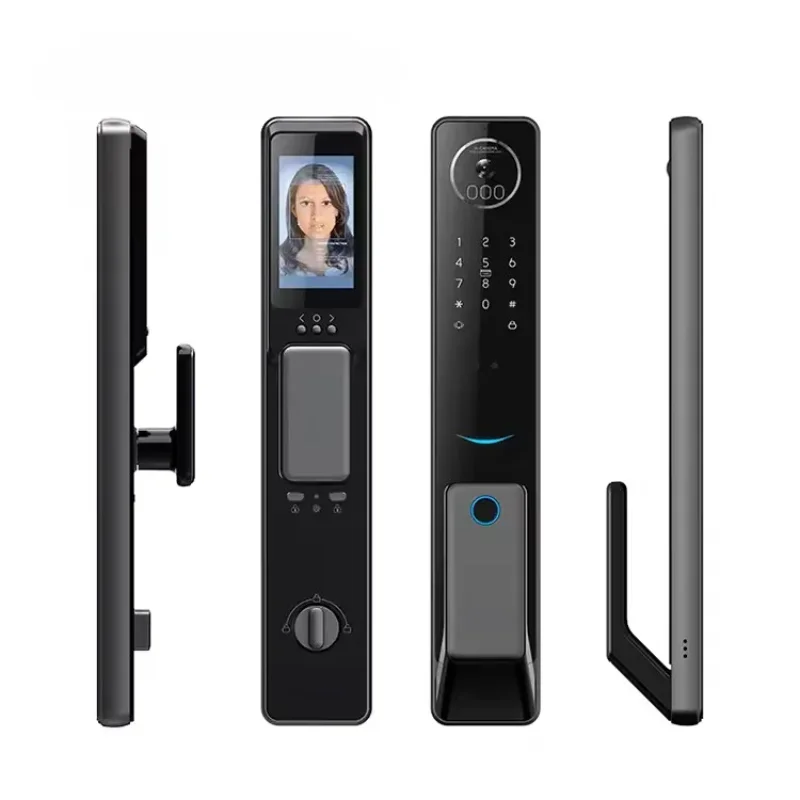 S-61 Anti Theft Tuya Wifi Blue Tooth 3D Face Recognition Smart Door Lock With Camera And Fingerprint For Entry Door