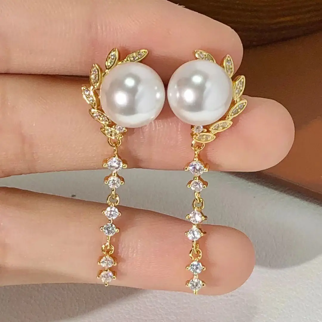 

Wholesale S925 Sterling Silver Earrings Mount Findings Settings Base Mounting Parts Accessory for 9-10mm Pearls 5 pairs/lot