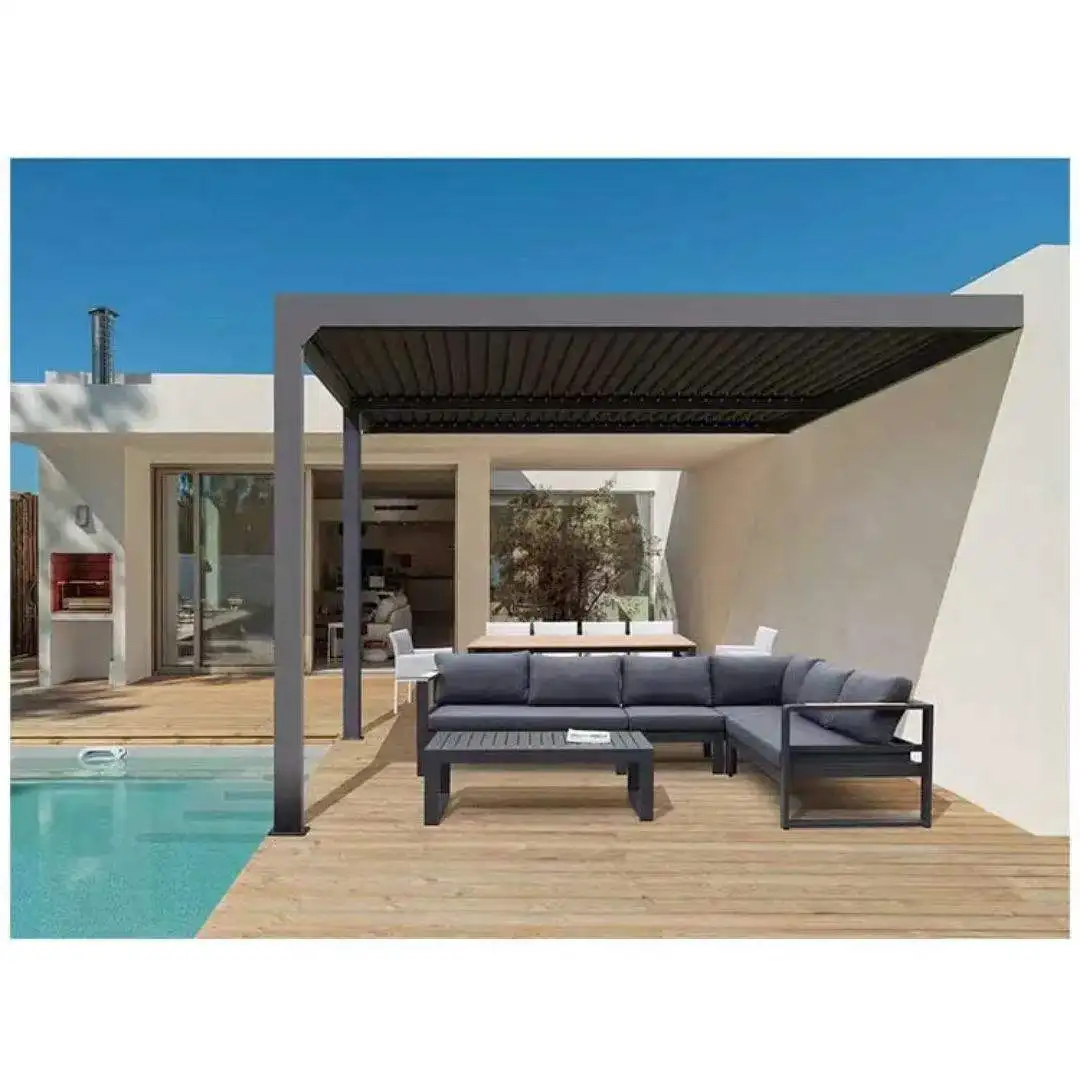 Install Against The Wall Outdoor Sun Protection Pavilion Easy To Assemble Fashionable Aluminum Gazebo Swimming Pool Pergola