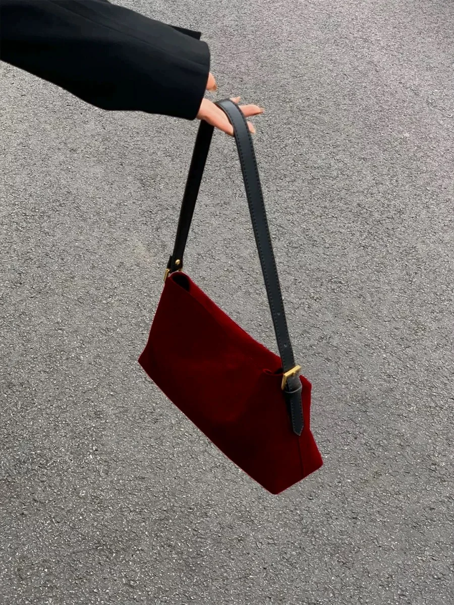 Fashion Red Suede One Shoulder - Luxury Bags For Sale review and price