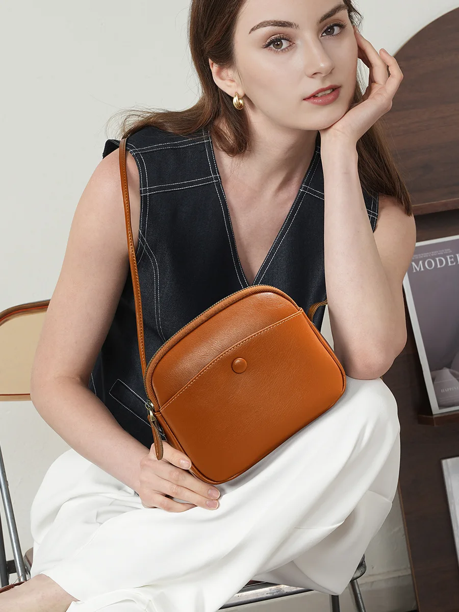 YANATARI Mini Small Genuine Leather Vintage Bag Crossbody Bag Luxury Mobile Phone Shoulder Bag Women Mobile Bag for Women view 2