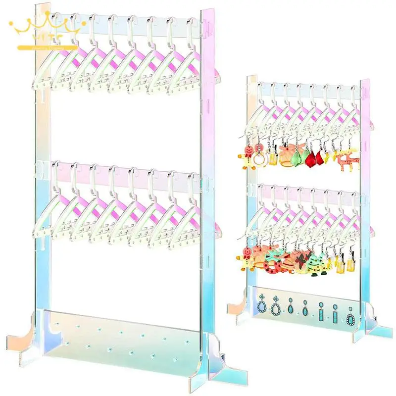 

Acrylic Double-Layer Creative Jewelry Rack Clothes Rack Shape Ear Stud Display Rack Necklace Earring Storage Chain Hanger