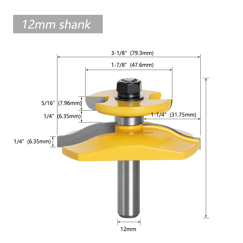 LAVIE 3-teiliges Fräser-Set, 12mm 1/2 Zoll Schaft, für kleine Ogee-Schienen und Stile, Backcutter, Panel-Raiser, Zapfenfräser, Holzbearbeitungsfräser – Detail 3