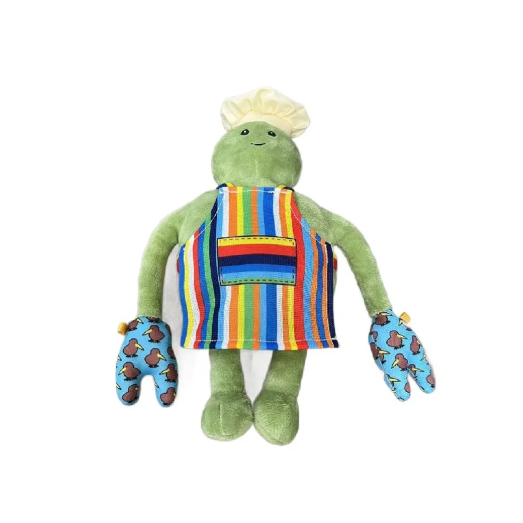 

Hou Anime The Tiny Chef Show Плюшевая игрушка Мультяшная анимационная кукла Симпатичная зеленая кожаная кукла в фартуке Коллекция игрушек для детей Подарки