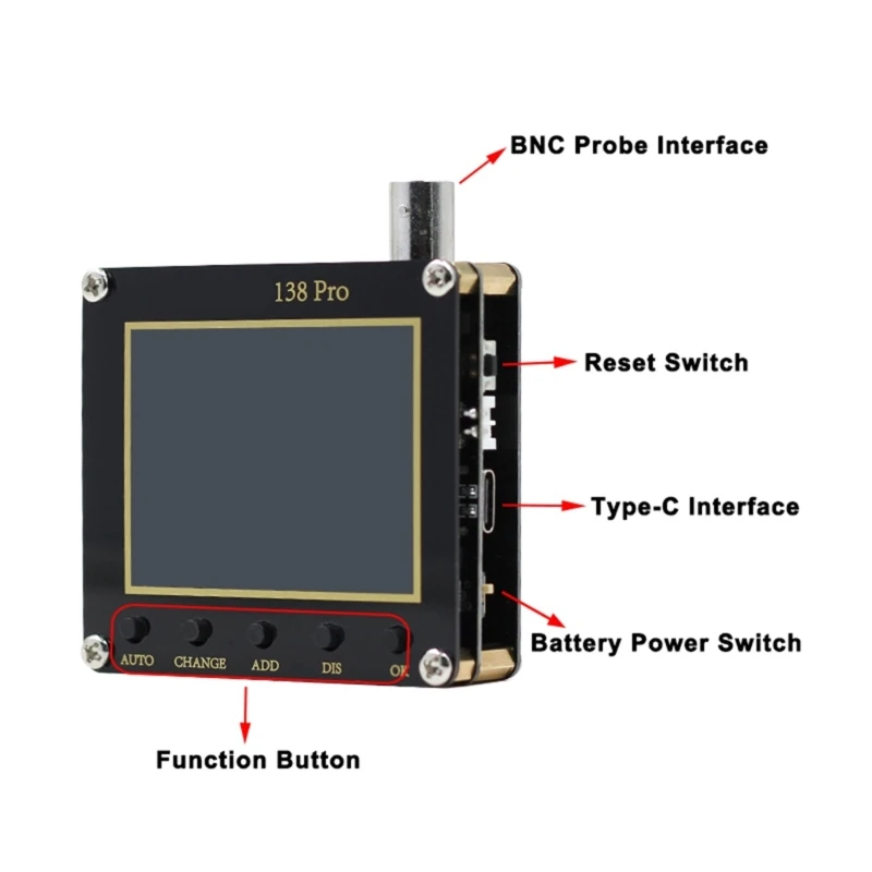 Mini ręczny oscyloskop cyfrowy 2,5 MS/s Wysoka częstotliwość próbkowania Przepustowość 200 kHz Oscyloskop kieszonkowy z ekranem LCD 2,4 cala