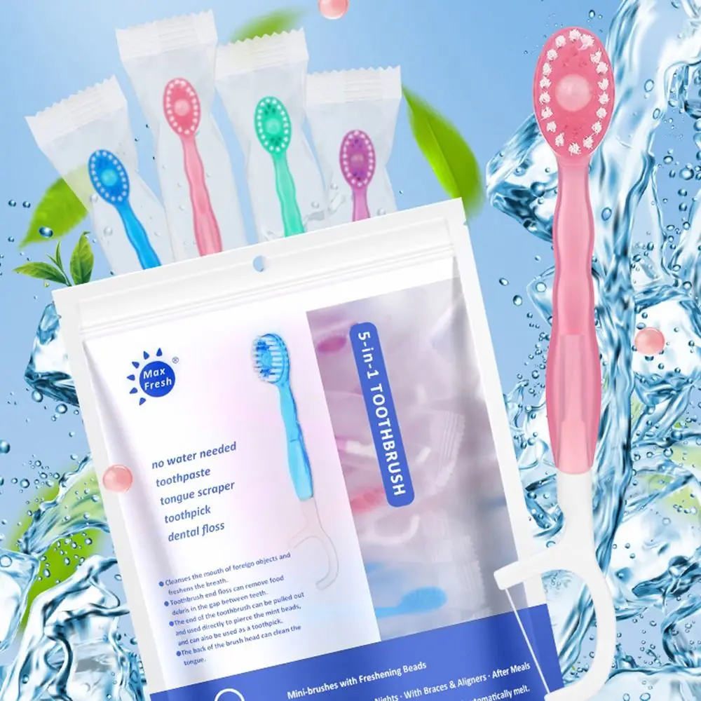 

26Pcs 5 in 1 Mini Travel Toothbrushes Creative Oral Care Disposable Portable Toothbrush Soft