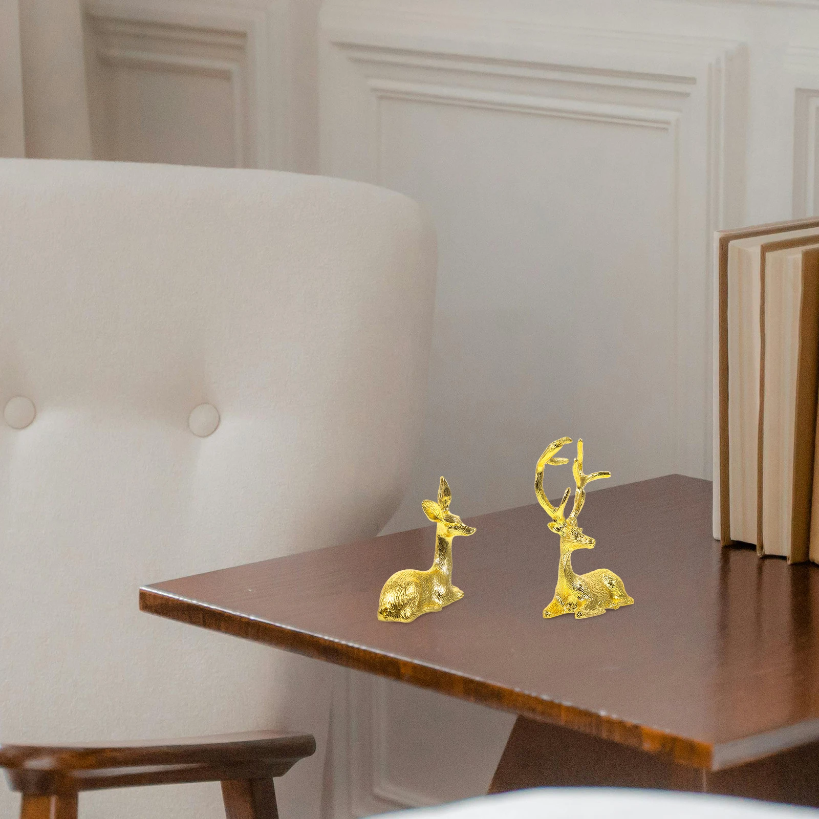 

1Pair Mini Elk Ornament Alloy Metal Decoration for Home Living Room Desktop Office Wine Cabinet Landscape Sculpture