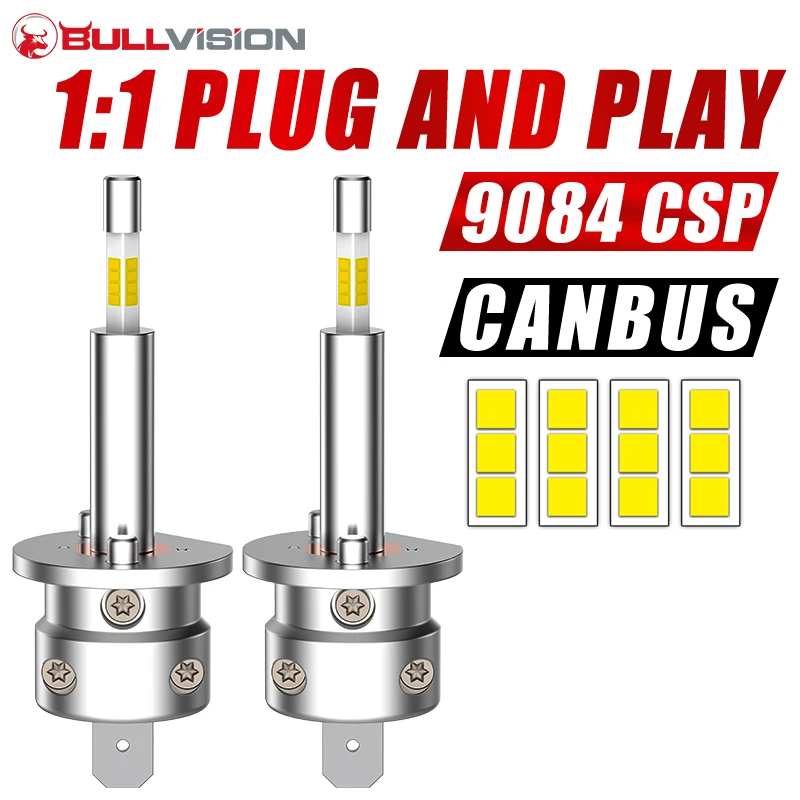 360 H1 LED Light 2500000LM 12V 24V 1: 1 Size Automoblie Replace Kits DRL 3D CSP CHIP H1 Car Headlight Fog Light 6500K Cool White