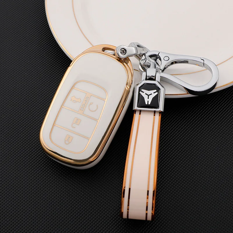 For Honda Civic Accord HR-V CR-V CRV 2021 2022 2023 5Buttons Auto Shell Fob Holder TPU Car Key Case Cover Keychain Accessories