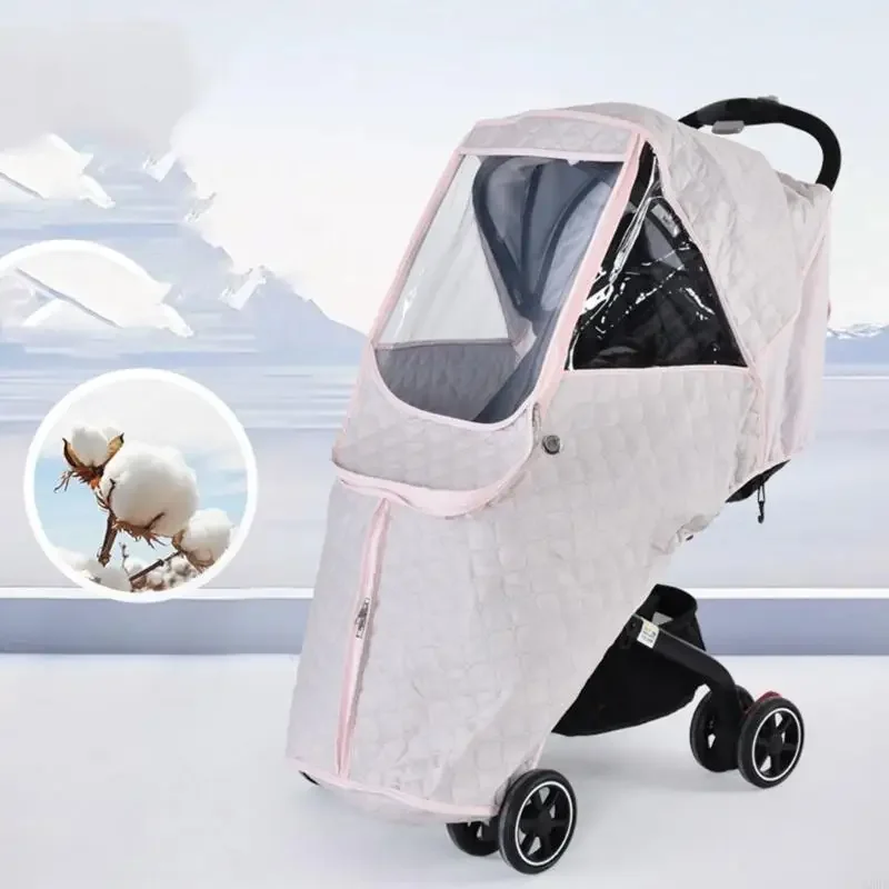 

Breathable Windproof Strollers Cover with Clear Window Winter Warm Weather Durable Polyester for Outdoor Use 15UB
