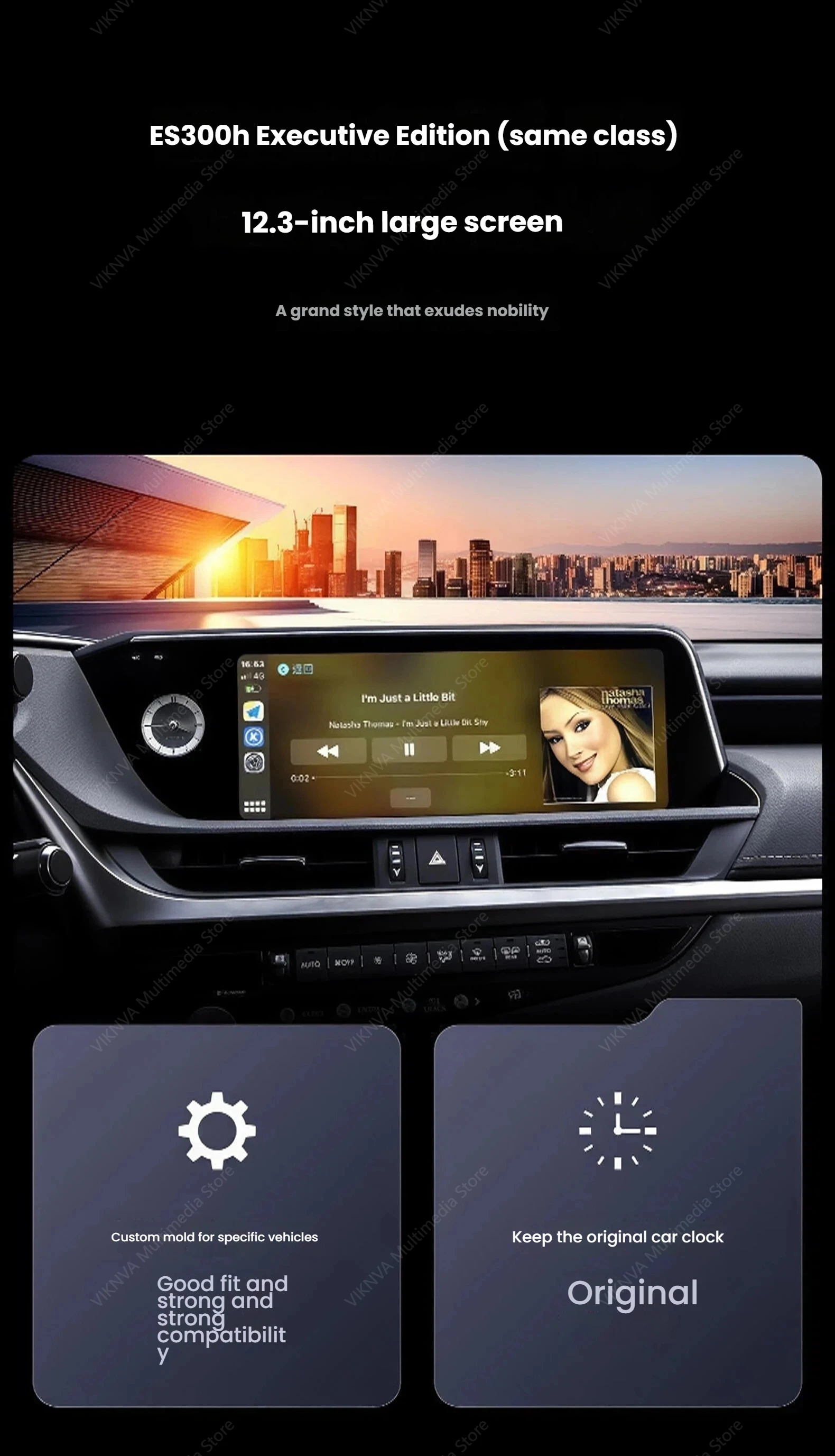 128GB Stereo Android 14 IPS Screen Car Radio For Lexus ES300H ES350H ES300 ES330 ES350 2018-2021 Multimedia Video Player