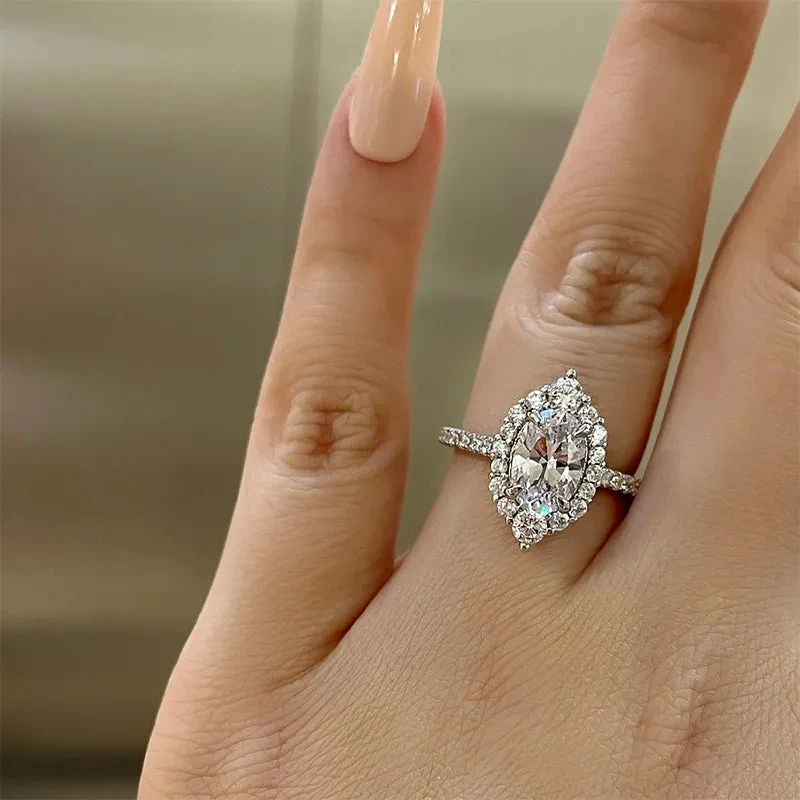 Huitan Chic weibliche Fingerringe Modedesign Hochzeit Accessoires funkelnden Zirkonia Silber Farbe Ringe Schmuck für Frauen