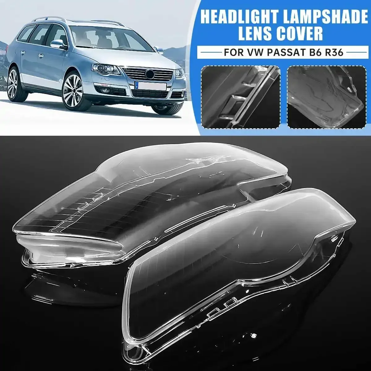 

1 Pair Lampshade Car Headlamp Waterproof Cover Lens Lamp Hoods for Volkswagen for VW Passat Magotan B6 R36 2006-2011 Body Kit