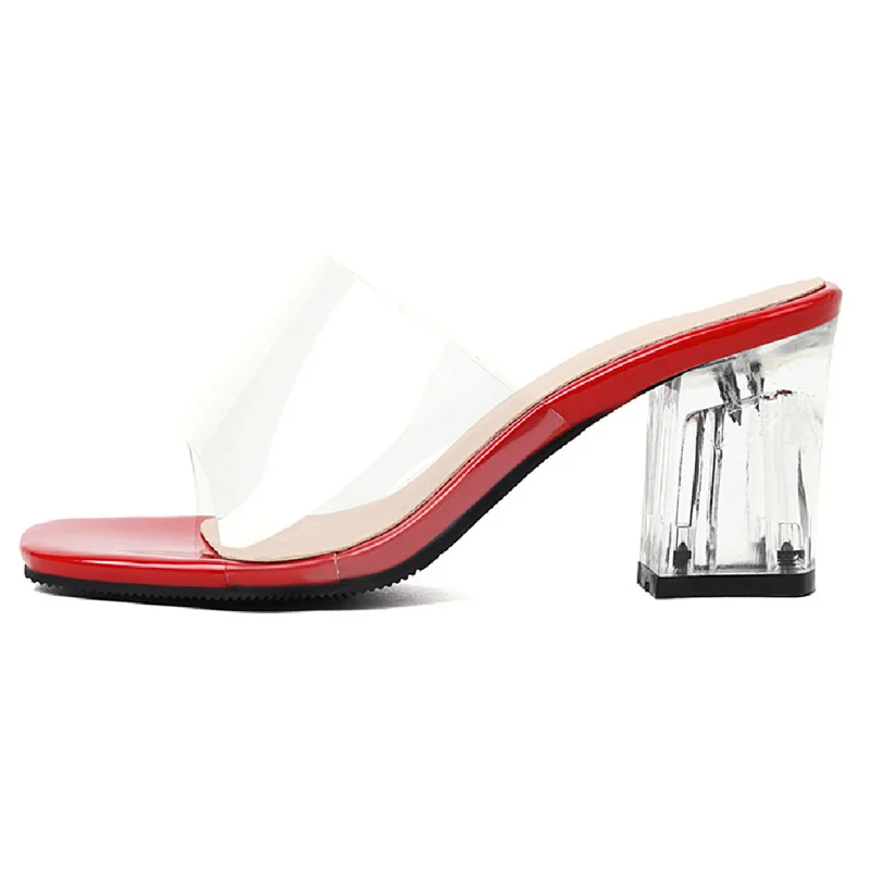 Fashion Clear Heels Women\'s Slippers PVC Transparent Summer Shoes For Women Casual Sandals Women Slides Party Shoes Big Size