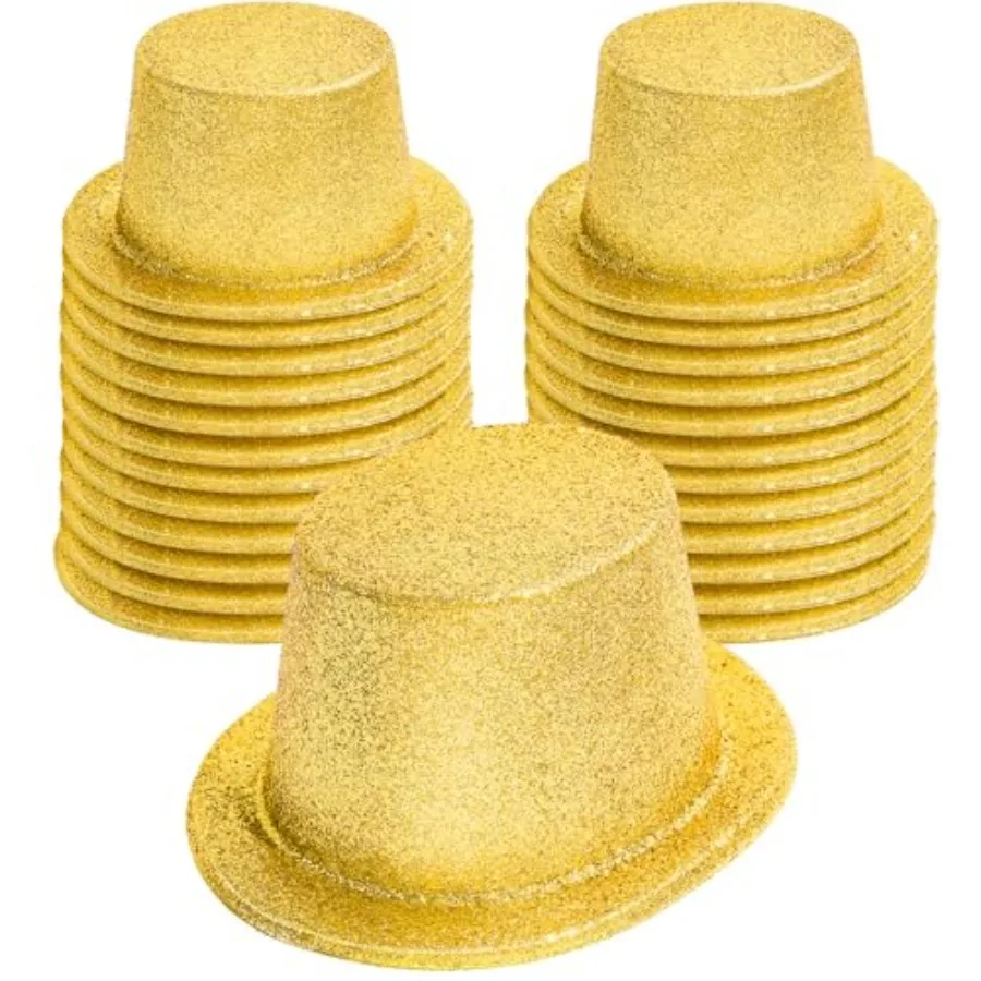 

Hillban 24 Pcs 2026 Grad Glitter Top Hat Bulk Bowler for Adults 1920s Dress Glitter Hats for Masquerades Party