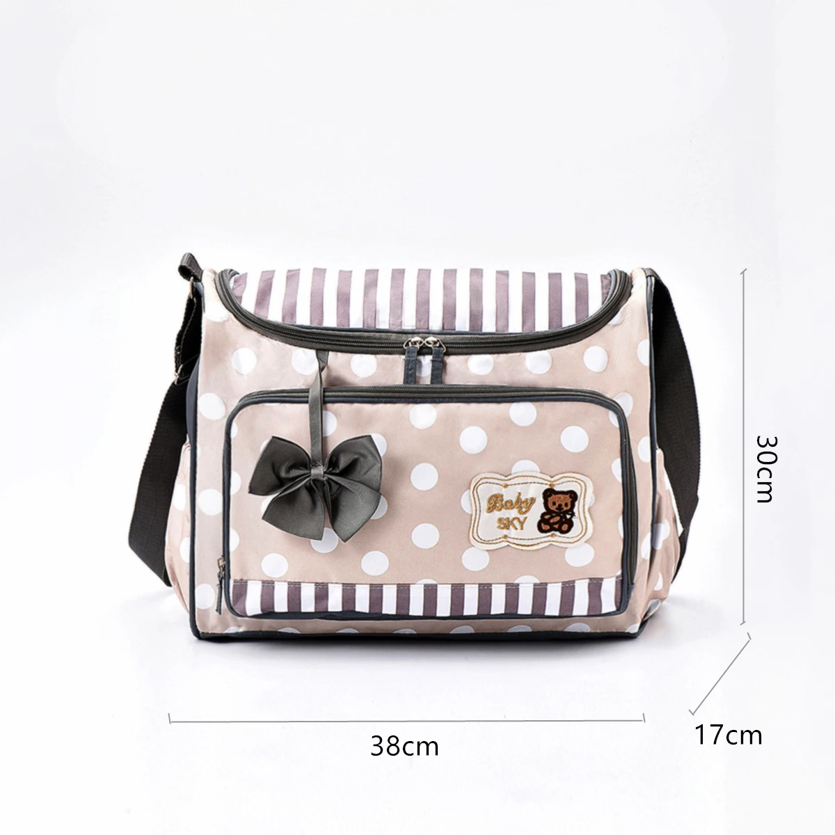 Fashionable printed polka dot single shoulder mommy bag Multi functional high-capacity diagonal cross diaper bag for outdoor use