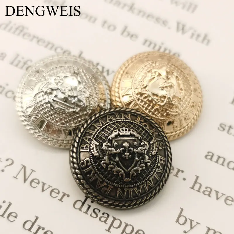 6pcs 18/20/25mm Metal Buttons for Clothing Sweater Wrinkle Sewing Shank Buckle Decorative Coat Bag Garment Blazer Accessory DIY