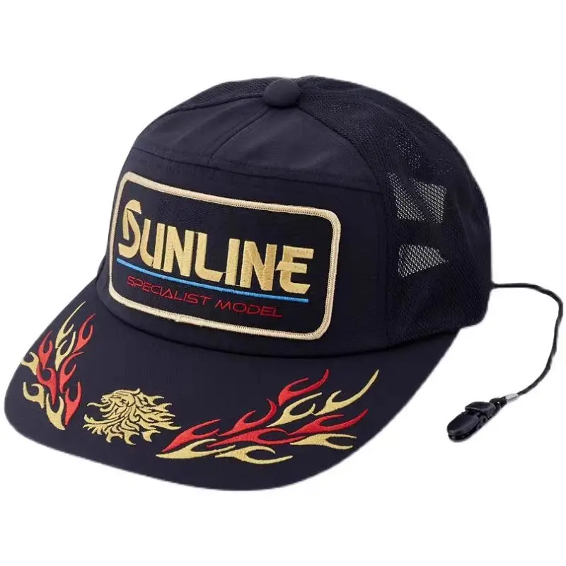 New SUNLINE Fishing Cap for Men Half Mesh Summer Sunscreen Shade Embroidered Fishing Master Hat CP-3402