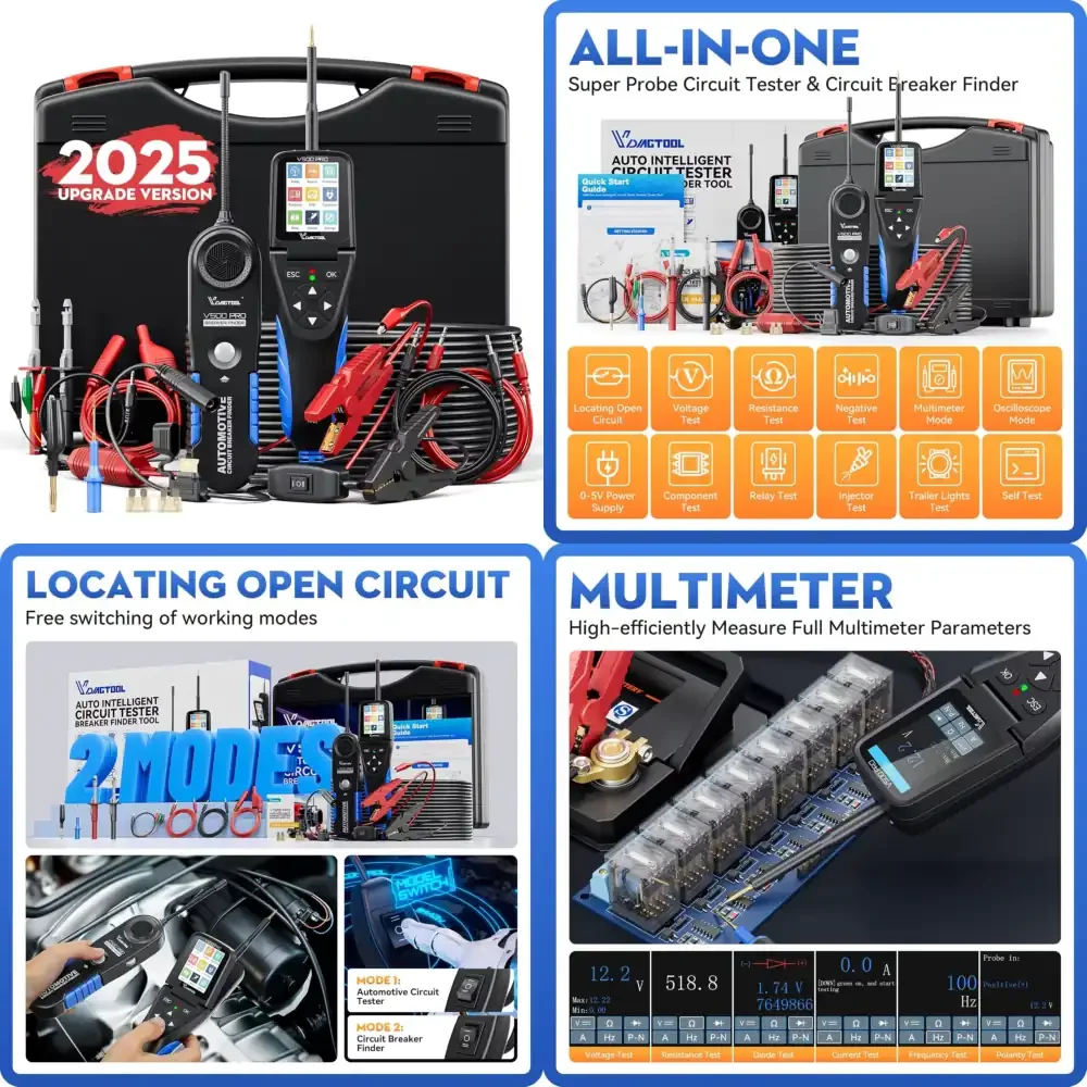 

VDIAGTOOL V500 PRO: Комплект для диагностики автомобильных цепей и тестирования аккумуляторных батарей 2-в-1, электрический диагностический инструмент для автомобилей