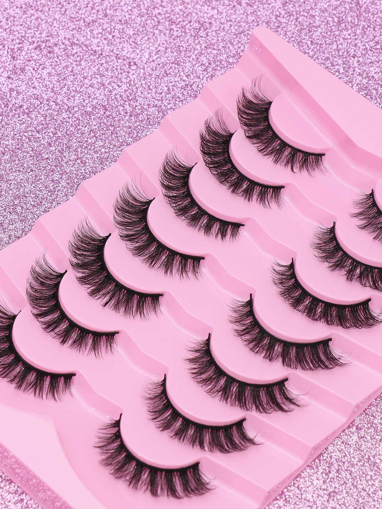 눈을 자연스럽게 강화하는 길고 두꺼운 속눈썹 연장 7쌍; 인조 속눈썹 전체 세트