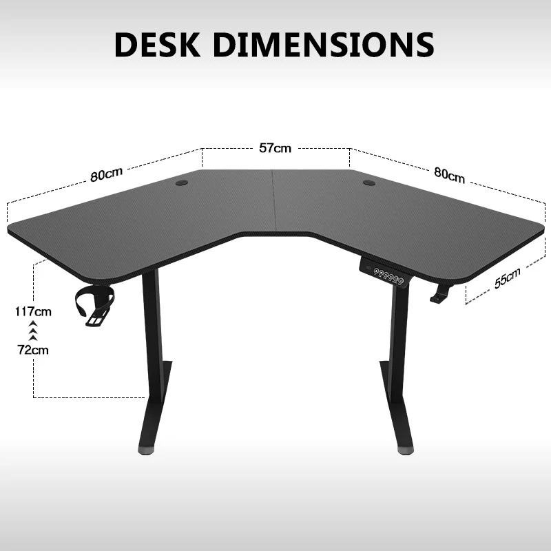 L Shaped Standing Desk Height Adjustable Electric Corner Standing Desk Sit Stand Lifting Computer Table Home Office Gaming Table