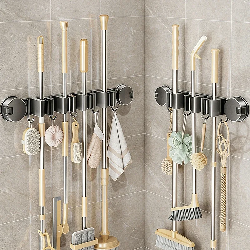 Suction Cup Mop clip Sucker Kitchen Bathroom Mop Broom Brush Wall Mount Storage Rack Waterproof Mop Holder Organizer Shel