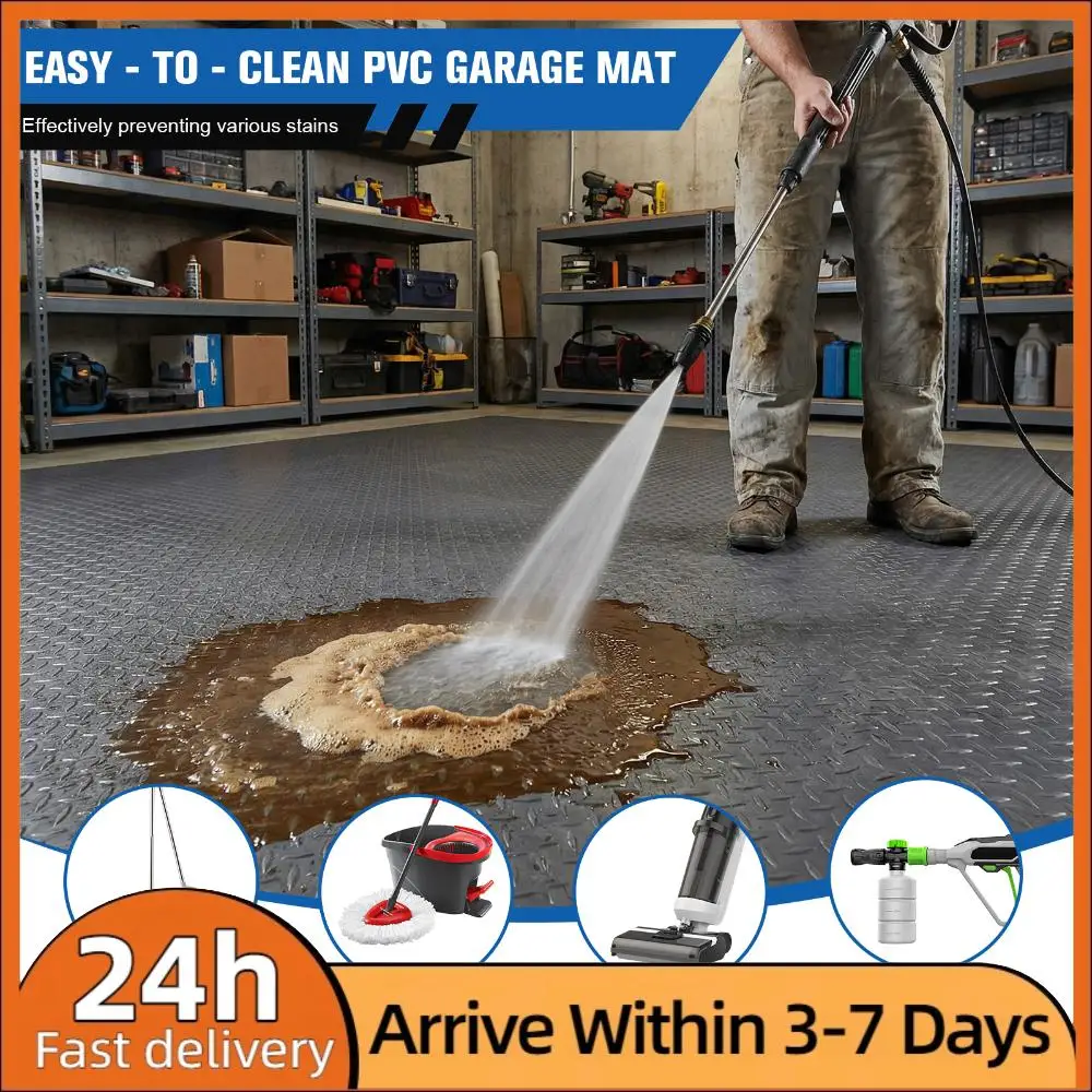 

7.9x21/32.8 FT Flooring Roll 2.5mm Garage Car Parking Mat Diamond Plate PVC for Truck Trailer SUVs Van Golf Cart Motorcycle