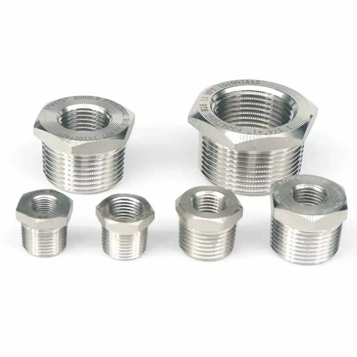 200 바 감소 1/4 "3/8" 1/2 "3/4" 1 "1-1/4" NPT 암수 304 스테인리스 스틸 감소 부시 파이프 피팅, 물 가스 오일