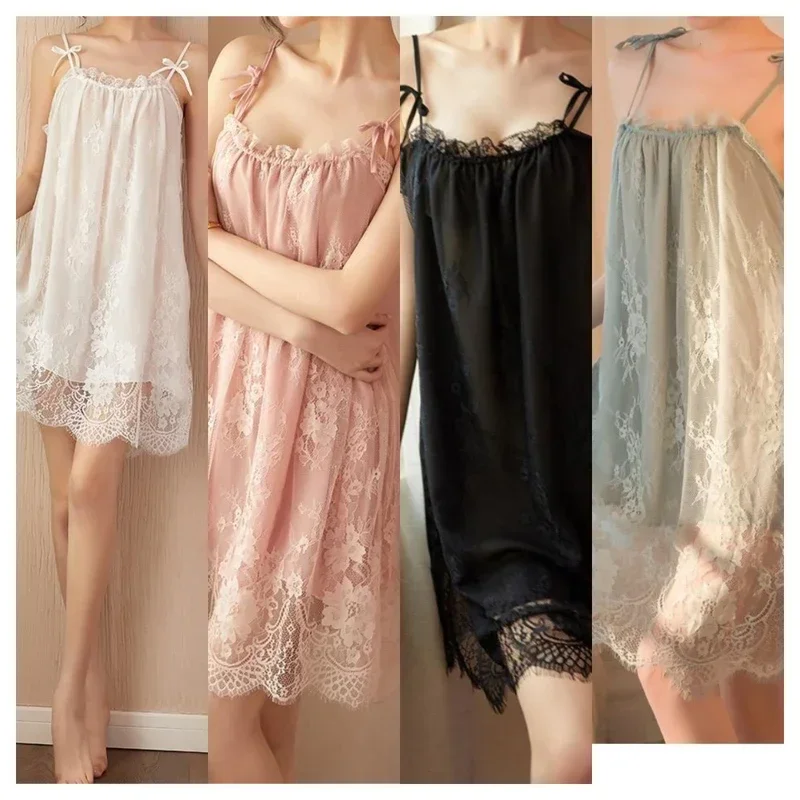 Sexy Sleepwear for Women Home Clothes Sling Lace Nightdress Nightwear Comfortable Lingerie Sleeveless Pyjama Female Summer Dress