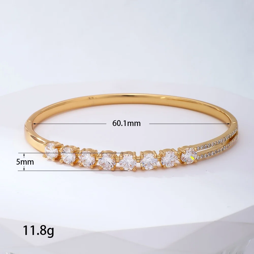 18K Gold-plated copper non fading gold bracelet zircon bangles durable and fashionable jewelry suitable for holiday gifts view 3