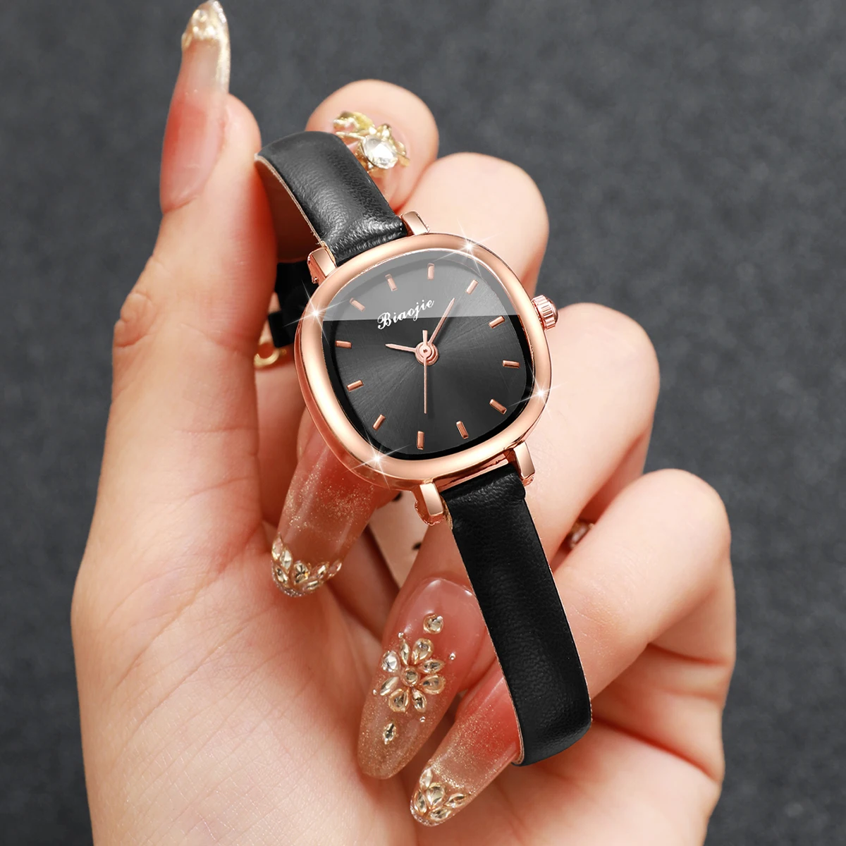 Elegant Square Dial Women Quartz Watch Simple Leather Strap Ladies Wristwatches for Girls Clock Reloj Mujer (Without Box)