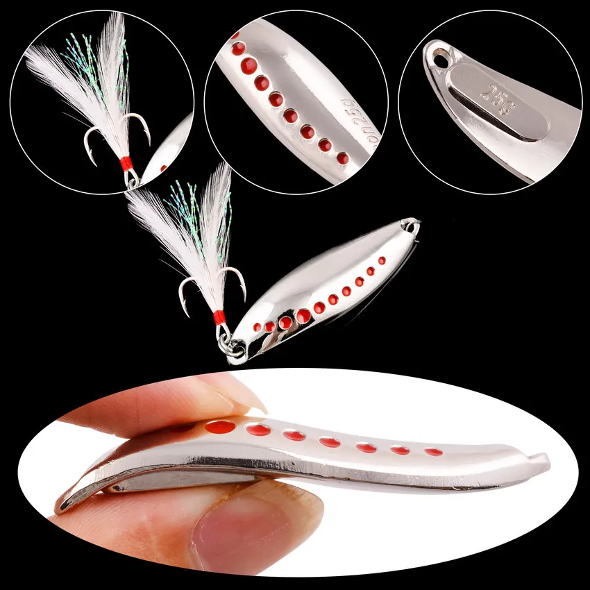 4pcs Metal Vib Leech Spinners Spoon Lures 2.5g-25g Artificial Bait Pesca Fishing Lure Hook Tackle Set for Bass Pike Perch