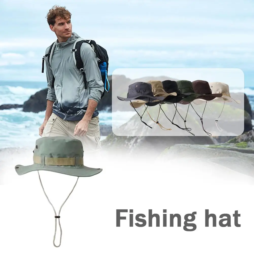 

Unisex Summer Breathable Outdoor Camping Mountaineering Fishing Hat Western Large Brim Cowboy Hat Design Sunblock I0N1