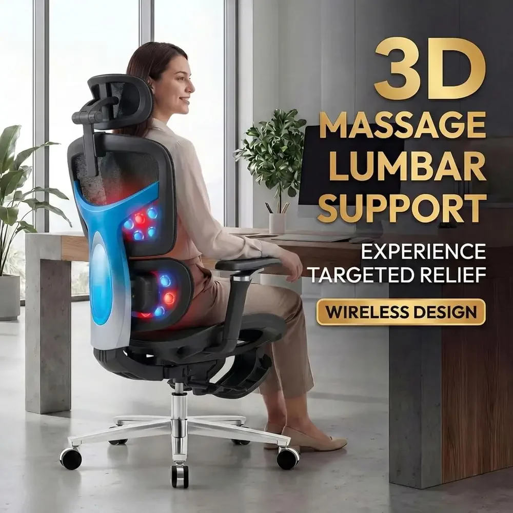 

Special OfferErgonomic Office Chair With Footrest, 3D Massage Lumbar Support, Adjustable Seat Depth, Backrest Height, Suitable F