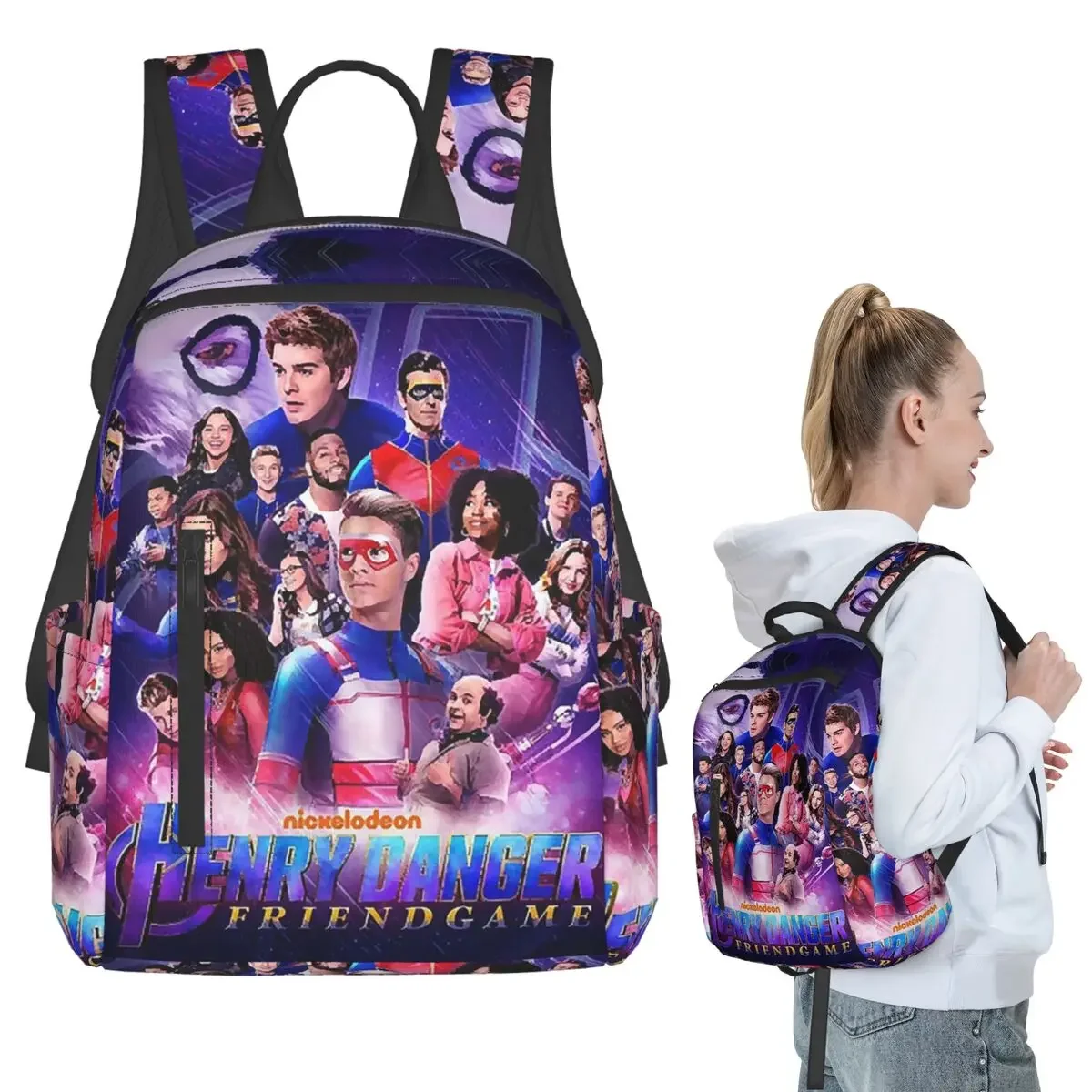 

Captain Henry And Kid Danger Backpack Student Boys Girls BookBag Children School Bag Computer Shoulder Bags for Men Women