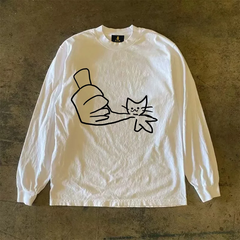 Long Sleeve 310 Pure Cotton Men's T-Shirt Upward Hero Non-Light American Style Couple's T-Shirt Youth Loose Fit Printed Tee