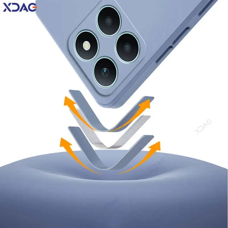Luxury Dual Layer Cellphones Case Cover for Honor X6A Plus Full Camera Protection HonorX6APlus Soft Square Liquid Silicone Armor