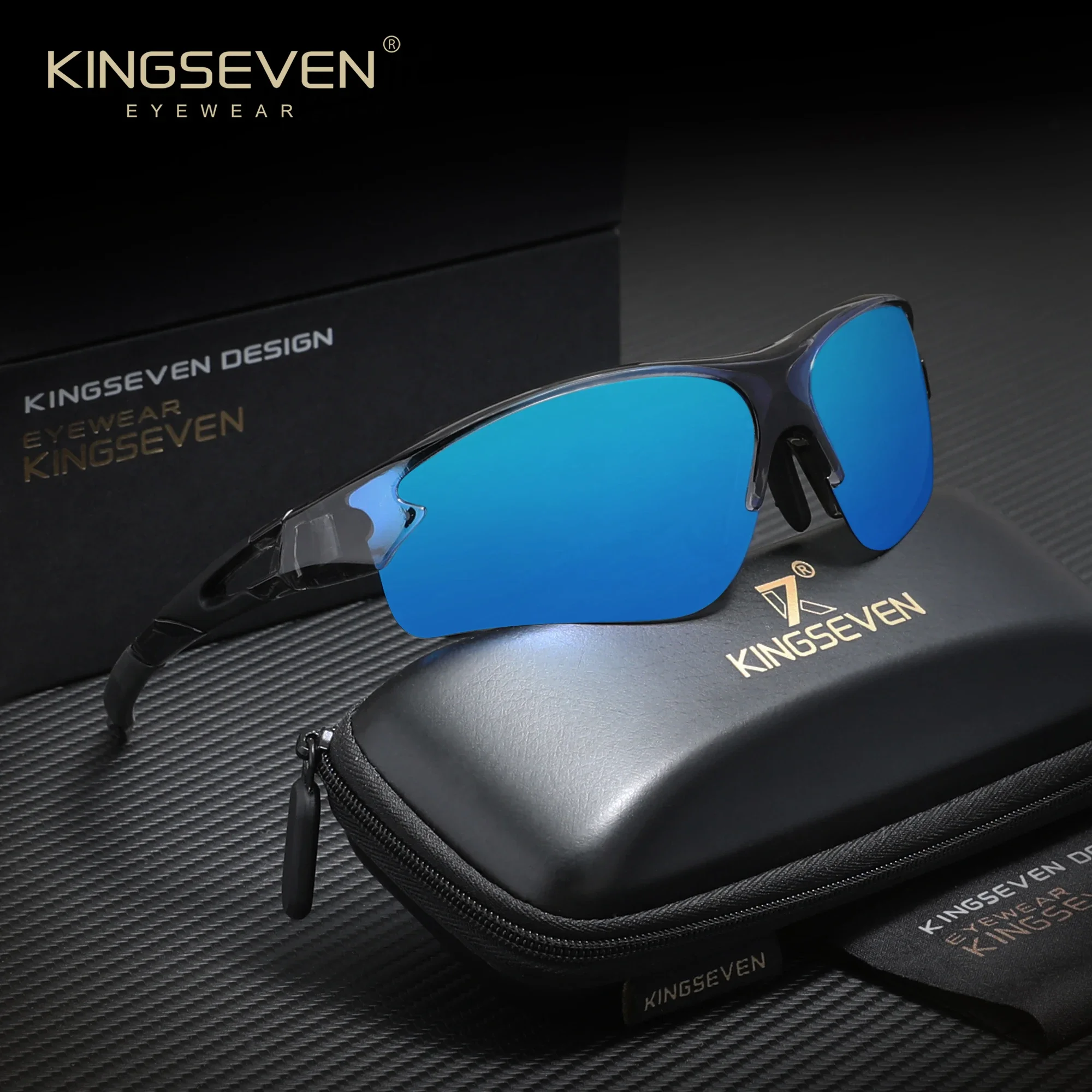 KINGSEVEN Klassische Fahrrad-Sonnenbrille Polarisiert UV400 Outdoor-Sportbrille Fahrradschutz Rennrad-Eyewear